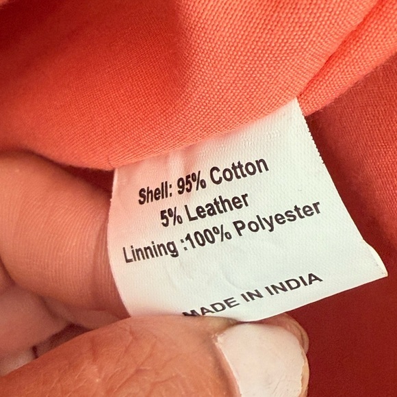 A&P Orange Embroidered Tote Bag Purse Large Boho Artsy Gypsy - MINT - Picture 7 of 7